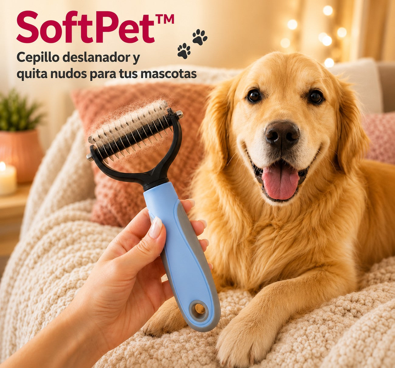 Cepillo QuitaNudos SoftPet™ — Saca el pelo muerto y los nudos de una pasada sin dolor
