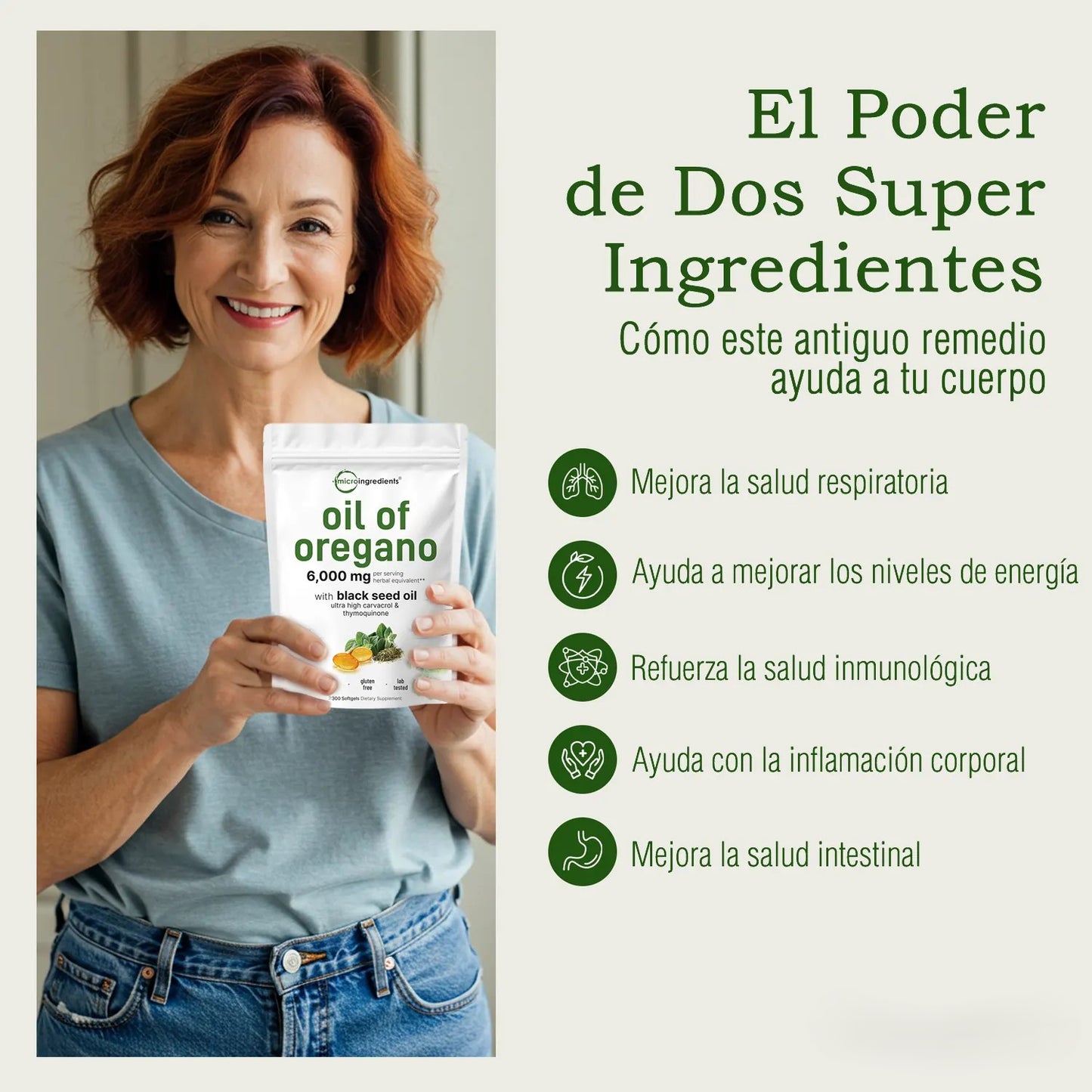 Aceite de Orégano - El Antibiótico Natural Más Poderoso (60 cápsulas)