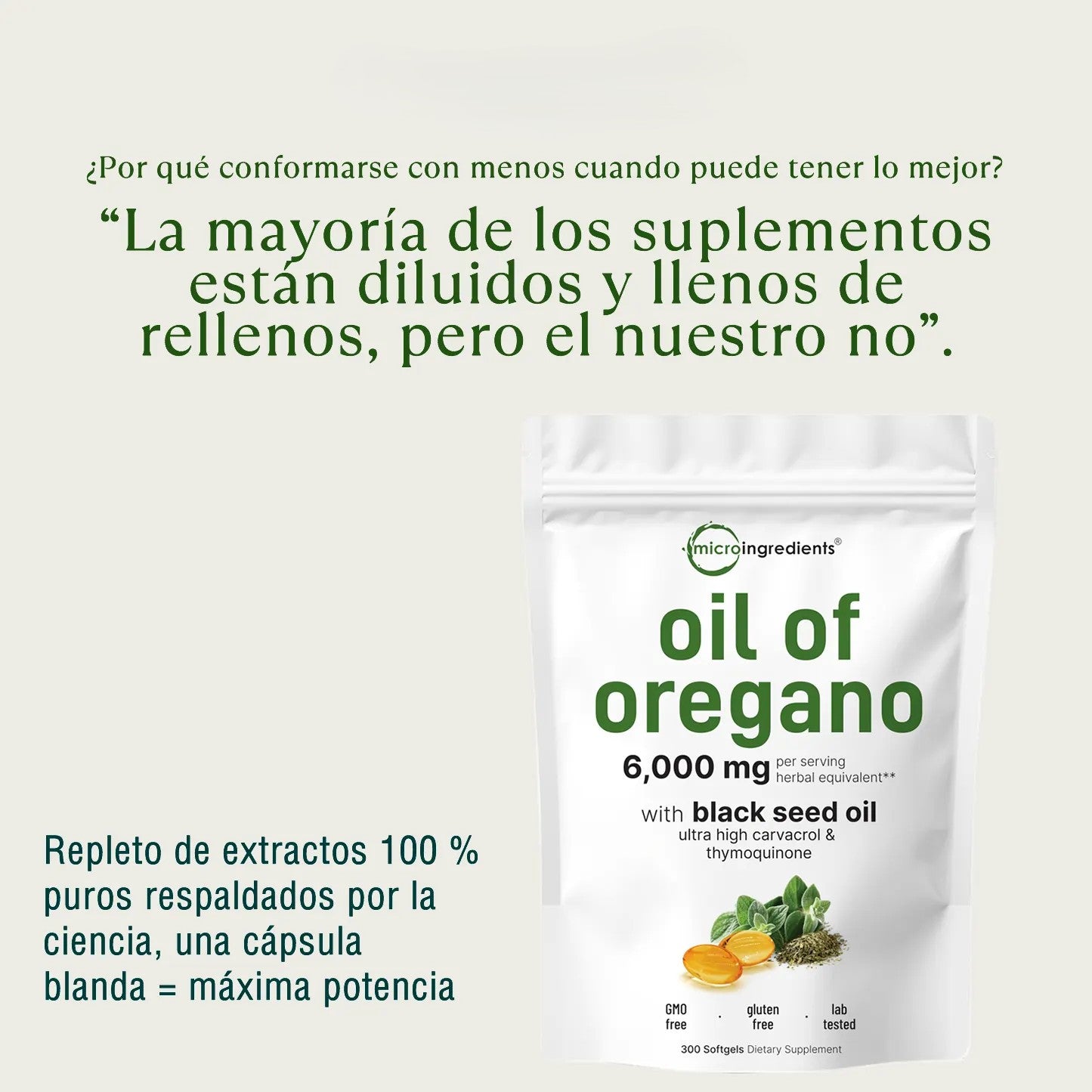 Aceite de Orégano - El Antibiótico Natural Más Poderoso (60 cápsulas)
