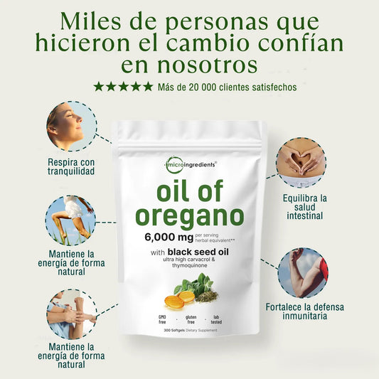 Aceite de Orégano - El Antibiótico Natural Más Poderoso (60 cápsulas)