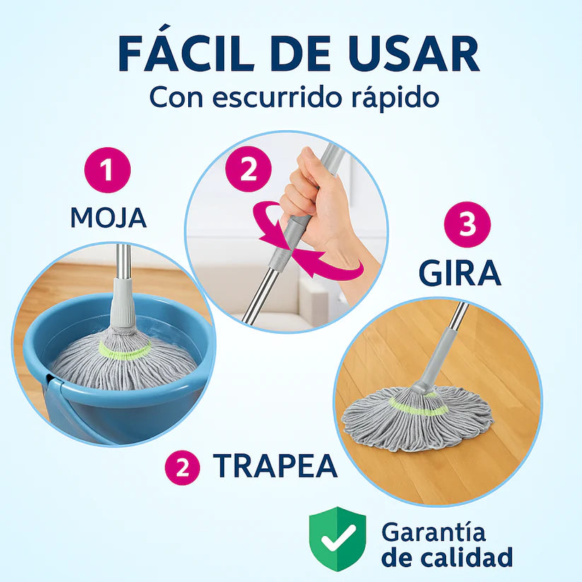 SpinMop™ – Trapeador de Escurrido Rápido y Manos Secas