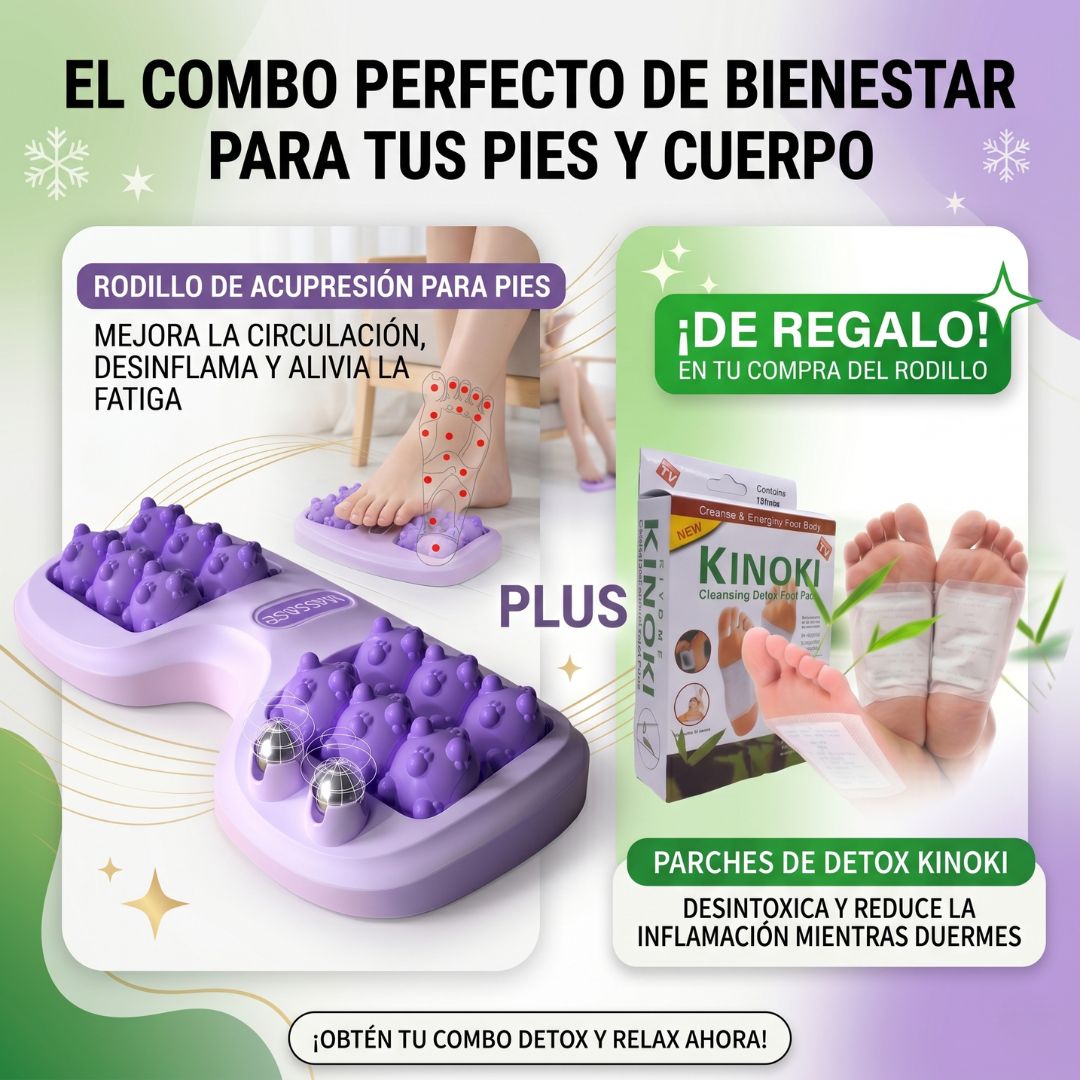 COMBO RelaxFoot Pro™ – Masaje y Acupresión para Estrés, Pesadez e Hinchazón + Parches KINOKI de regalo🎁💖