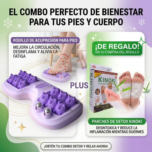 COMBO RelaxFoot Pro™ – Masaje y Acupresión para Estrés, Pesadez e Hinchazón + Parches KINOKI de regalo🎁💖